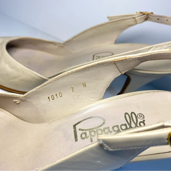 Vintage‎ Pappagallo Nude/Cream Leather Sling-back High Heel Pumps Peep-toe 7 N - Picture 5 of 8